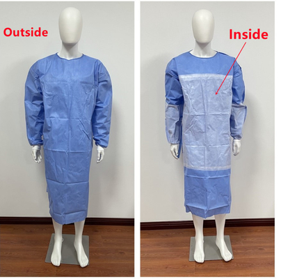 Eco friendly Reinforced Surgical Gown Ultrosonic Welding Individual Package Anti Bacterial Sterlization Style