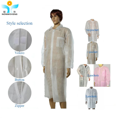 Disposable Lab Coat 25-50gsm Breathable Comfortable Wholesale Nonwoven Products