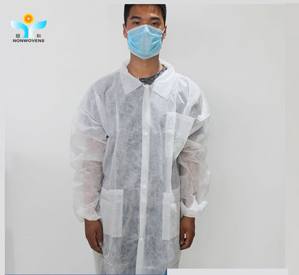 Knit Wrists Disposable Lab Coat PP PPE SMS Nonwoven Material