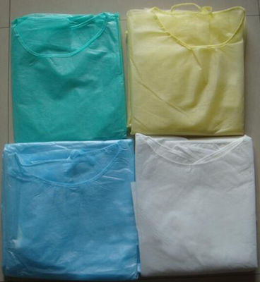 Long Sleeves Knitted Cuff PP PE material Disposable Isolation Gown