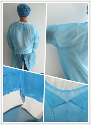 18gsm Disposable Isolation Gown , spunbond blue Polypropylene Isolation Gowns