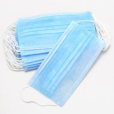 OEM PP+M+PP Blue White Breathable  Non Woven 3 Ply Disposable Face Mask