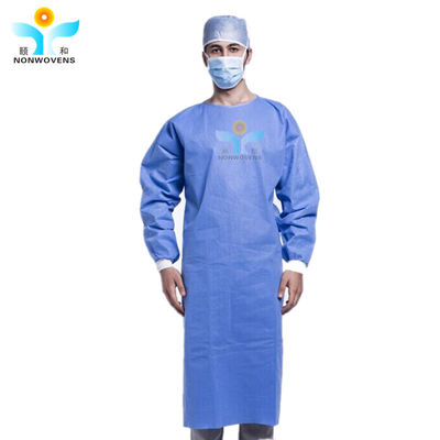 120*140cm SMS Medical Blue Reinforced Disposable Surgical Gown for Doctor