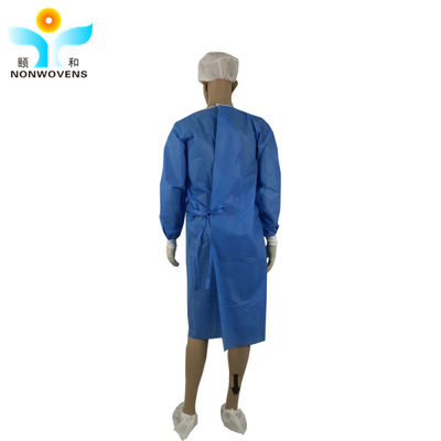 FDA Dust Proof Disposable Medical Surgical Gown Blue Anti Alcohol