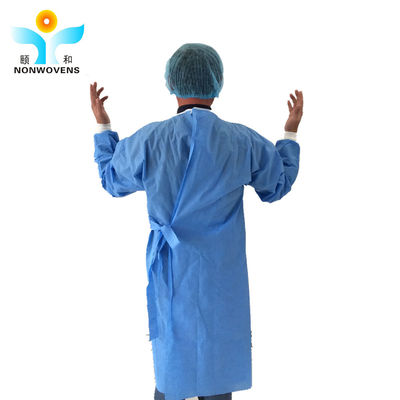 Blue Wist 4 ties  Disposable Surgical Gown Doctor Gowns ISO9001 For Clinic