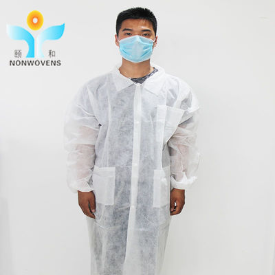 YIHE Long Style Disposable Visitor Gown OEM Disposable White Lab Coats For Hospital
