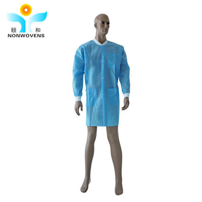 Breathable Blue Disposable Lab Coats 30gsm Non Woven Unisex