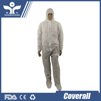 White Non Woven Disposable Coverall Acid Proof Waterproof Disposable Isolation Coveralls