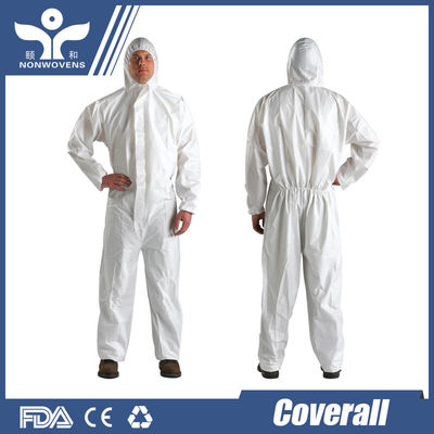 OEM SMS Disposable Protective Coverall , Dust proof Acid Resistant Coveralls