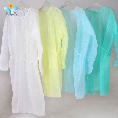 Work Protection Hospital Yellow PP SMS Disposable Isolation Gowns With CE Certificate