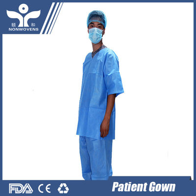 Nonwoven ISO Disposable Protective Suits , V Collar Navy Blue Medical Scrubs