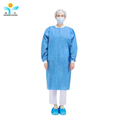 knitted cuff Disposable Lab Coat , SMS Disposable Dental Lab Jackets