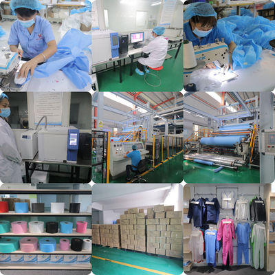 Blue PP+PEe Surgical Disposable Isolation Gown With Long Sleeves Medical Suppliers CE
