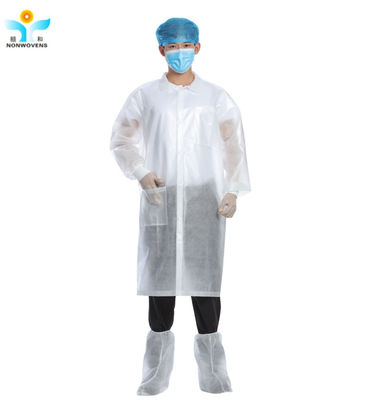 Nonwoven Medical Disposable Lab Coats White Blue Color S-XXXXL Size