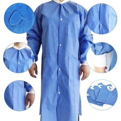 Nonwoven Colorful Disposable Lab Coat With Hook &amp; Loop Pocket