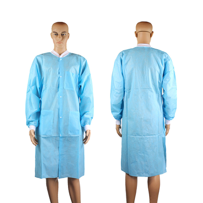 Nonwoven Colorful Disposable Lab Coat With Hook & Loop Pocket