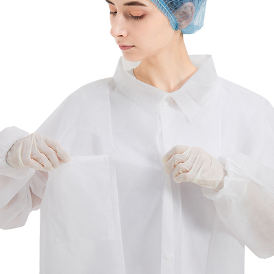 108*142cm,25-40gsm White Non Woven Lab Coats with knitted cuff