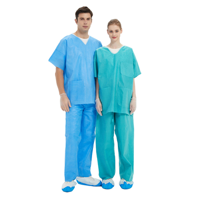 V Neck Hosital Patient Scrub Suits For Man Woman S M L XL XXL Coat And Pants