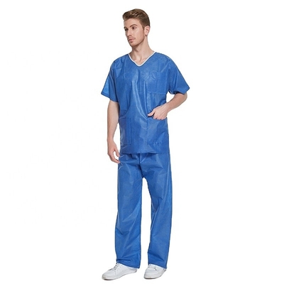 Short Sleeve SMS Disposable Protective Suits Sustainable Disposable Scrub Suits