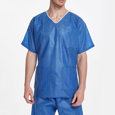 Short Sleeve SMS Disposable Protective Suits Sustainable Disposable Scrub Suits