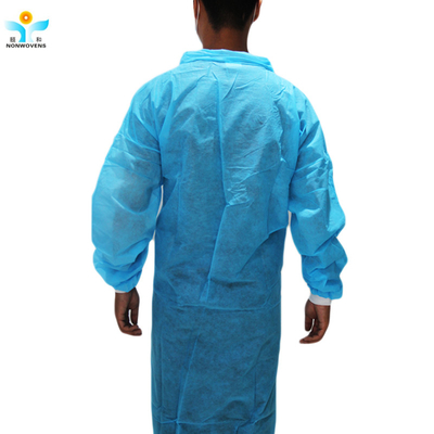 Blue Single Use Long Sleeve Non Sterile Lab Coats Disposable Clinical Gowns