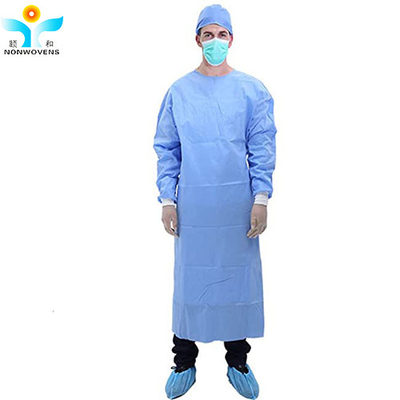 Blue SMS Disposable Ultrasonic Reinforced Surgical Gown Nurse Doctor Uniform