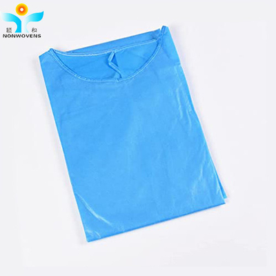 Medical Blue Disposable Surgical Gown 35gsm Operation Waist 4 ties