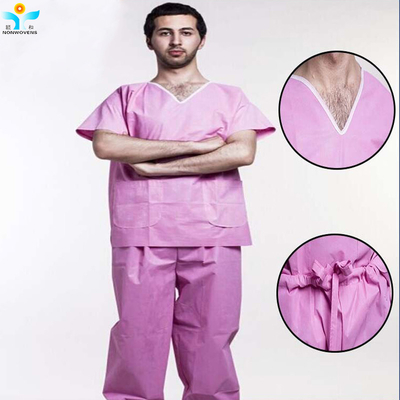 Pink Unisex Hospital Clothing Patient Gown Uniform Surgical Patient Gown