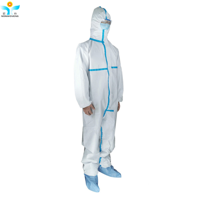 En14605 Type 3 Disposable Protective Suits 65gsm Protective Clothing With Shoe Cover