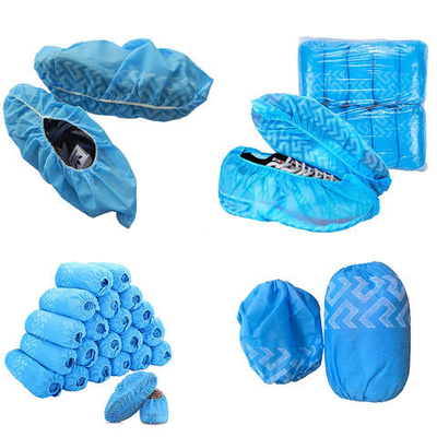 Non Woven Fabric Disposable Shoe Covers 35gsm Anti Skid Blue Ecofriendly For Wokers