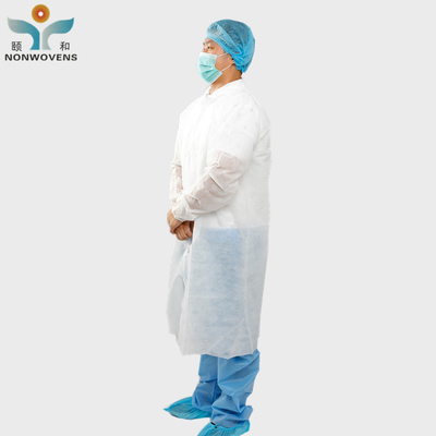 PP Non Woven 35gsm Disposable Lab Coat SMS Cleaning Room