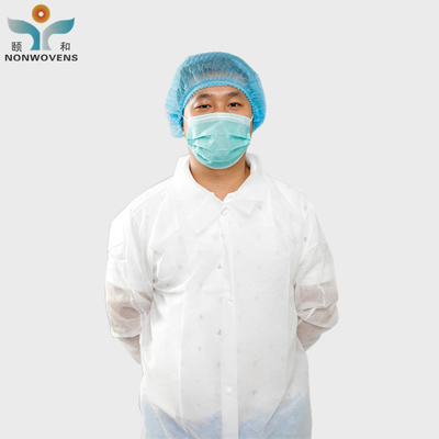 PP Non Woven 35gsm Disposable Lab Coat SMS Cleaning Room