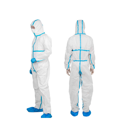 White PE Disposable Protective Suits Clothing Nonwoven Safety Hooded Coverall