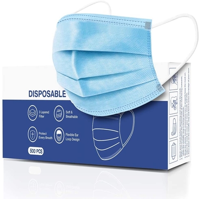 Earloop Disposable Nonwoven Face Mask 50Pcs Box Breathable Nose Mouth Cover