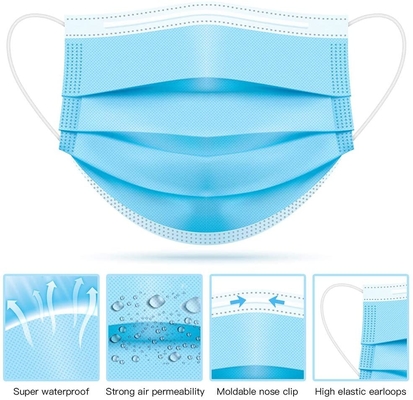 Melt Blown Medical Breathable 3 Ply Disposable Face Mask Non Sterile