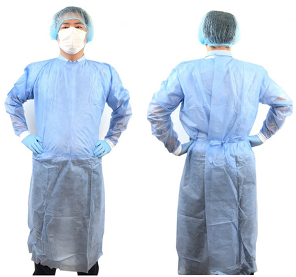 Level 2 PP PE Impervious Disposable Isolation Gown Medical SMS 120*140cm